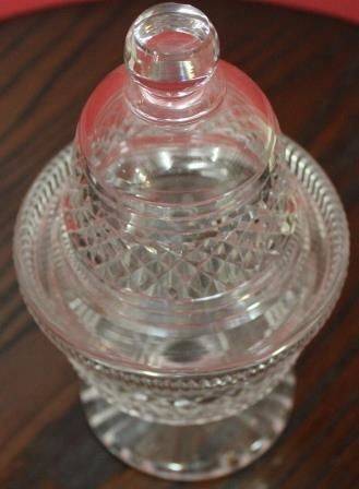 Cut Lead Glass Covered Bowl with Bell Shaped Lid