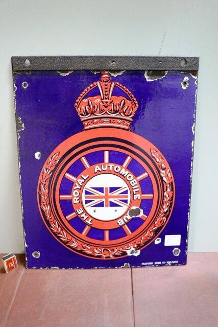 Early + Rare RAC Enamel Sign with Emblem to Both Sides 
