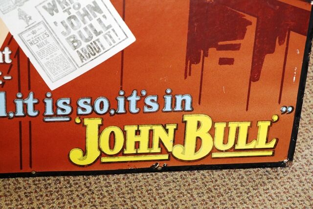 Early Antique John Bull Pictorial Enamel Advertising Sign