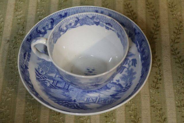 Early Blue and White Cup + Saucer English C1800 