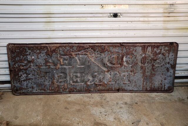 Early Good Year Tyres Embossed Rolled Edge Enamel Sign 