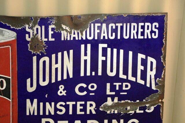 Early John H Fuller Marpedo Water Paint Enamel Sign 