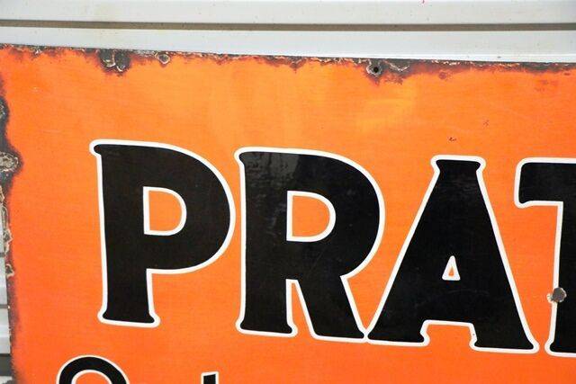 Early Vintage PRATTS Enamel Sign Dated 1925 