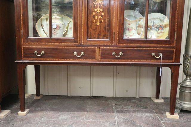 Edwardian Inlaid 2 Door Mahogany Display Cabinet 