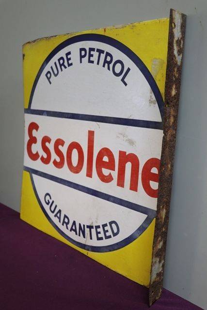 Essolena Pure Petrol Doubled Sided Enamel Advertising Sign 