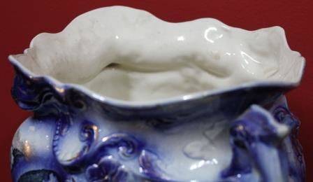 Flow Blue China Jardinier by T Rathbone and Co Newfield Pottery Staff C1912