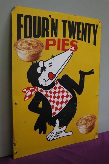 Fourand39n Twenty Pies Pictorial Double Sided Advertising Sign 