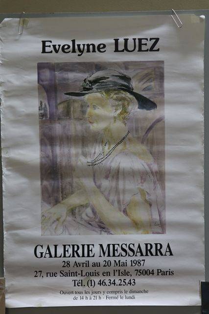 French Art Poster Evelyne Luez  Paris 1987  Watercolor Portrait 