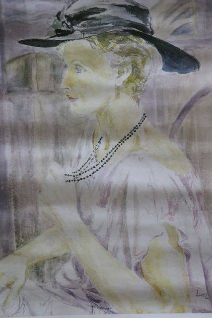 French Art Poster Evelyne Luez  Paris 1987  Watercolor Portrait 