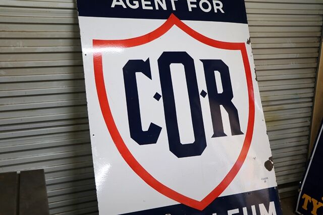 Genuine COR Petroleum Products Enamel Adv Sign  