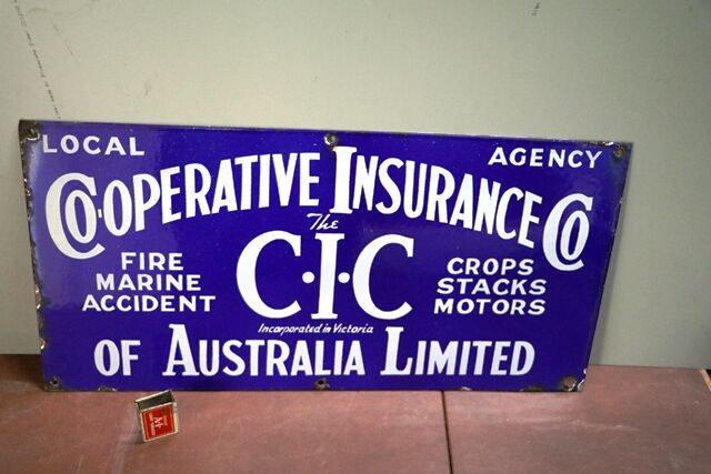 Genuine CoOperative Insurance Co of Australia Enamel Sign 