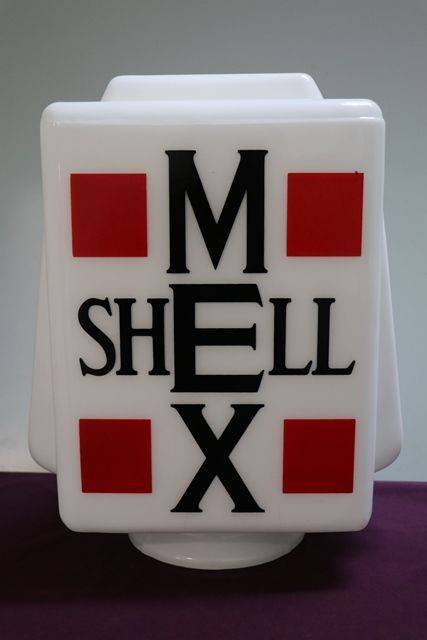 Genuine Glass Shell Mex Petrol Pump Advertising Globe 
