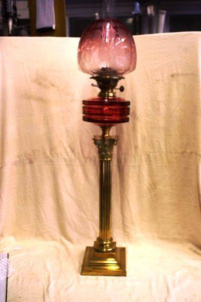 Genuine Victorian Ruby Glass Banquet Lamp Arriving Nov