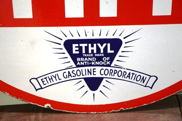 Genuine Vintage ESSO ETHYL Double Sided Enamel Sign 