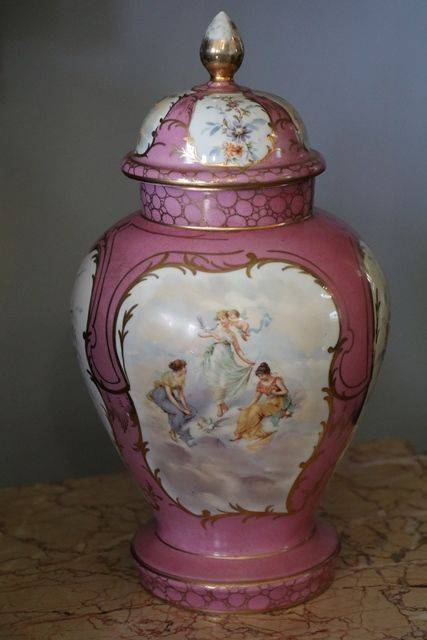 Germany Thuringia Porcelain Works Quality Covered Vase 