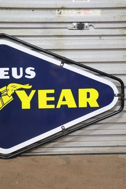 Goodyear Double Sided Enamel Advertising Sign With Metal Mount 