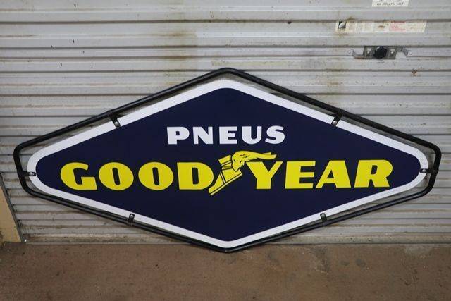 Goodyear Double Sided Enamel Advertising Sign With Metal Mount 