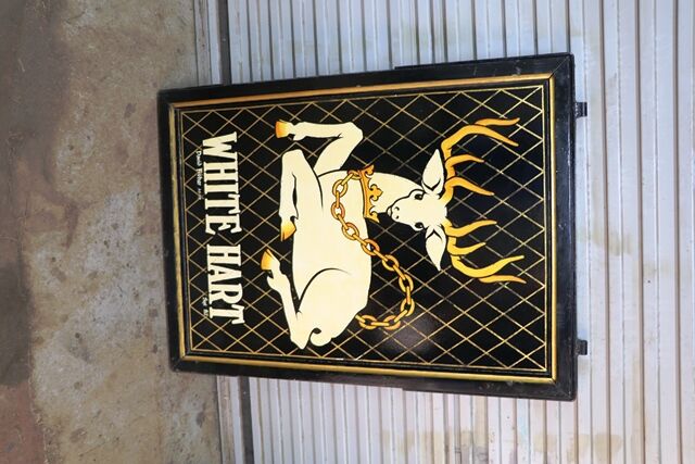 Hand Painted White Hart Double Sided Pub Sign 