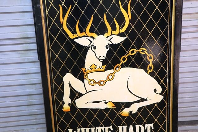 Hand Painted White Hart Double Sided Pub Sign 