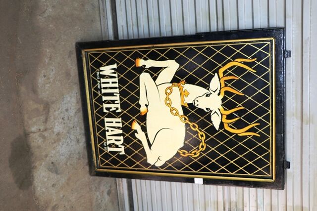 Hand Painted White Hart Double Sided Pub Sign 