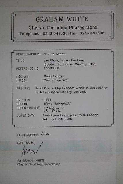 Jim Clark Lotus Cortina Goodwood Easter Monday 1965 
