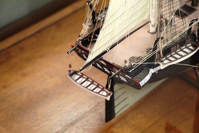 Large 3 Mast Model Sailing Ship in Glass Case 