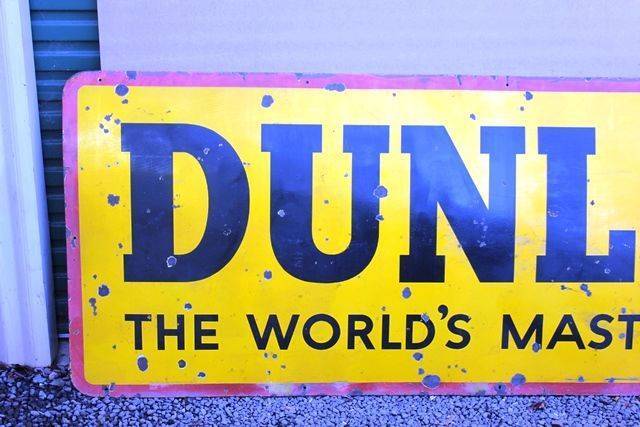 Large Dunlop Worlds Master Tyre Enamel Advertising Sign