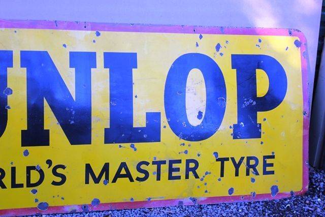Large Dunlop Worlds Master Tyre Enamel Advertising Sign