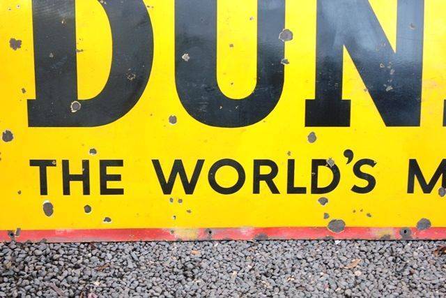 Large Dunlop Worlds Master Tyre Enamel Advertising Sign
