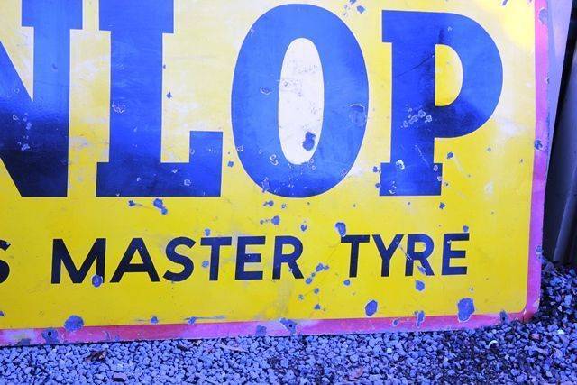 Large Dunlop Worlds Master Tyre Enamel Advertising Sign