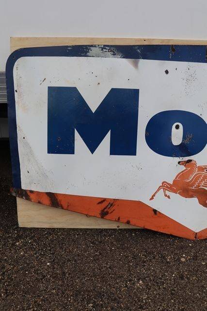 Large Mobil Enamel Advertising Sign Vacuum Oil Company 