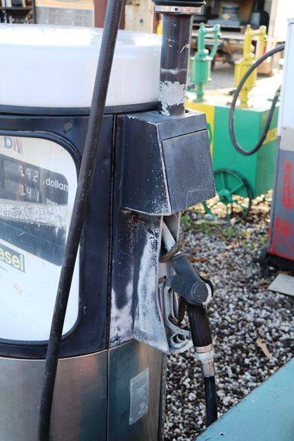 Late 1960and39s Gilbarco Round T1 Mobil Double Petrol Pump 