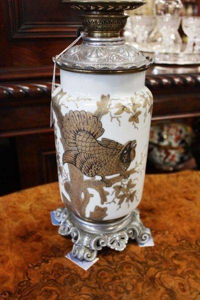 Late 19th Century Glass And Metal Oil Lamp 