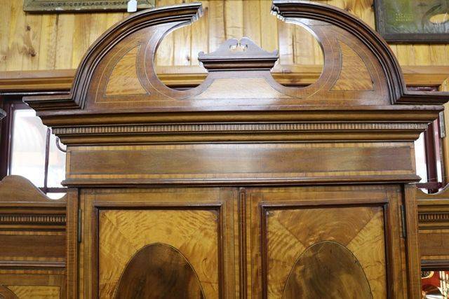 Late 19th Century Mahogany + Satinwood RobeCabinet inlaid