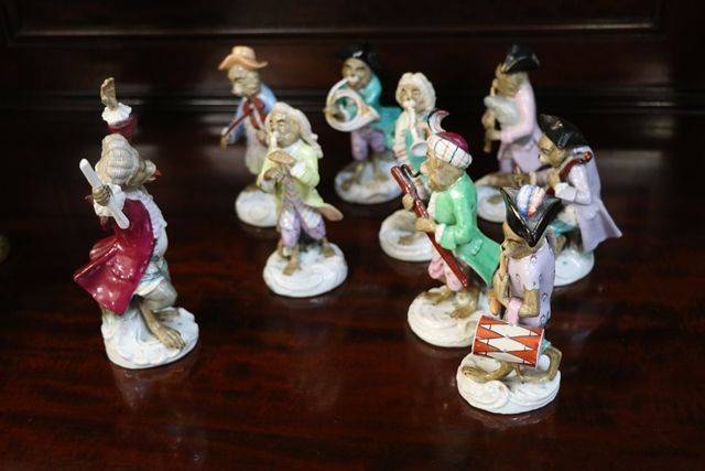 Late 19th Century Porcelain Monkey Band Figures 