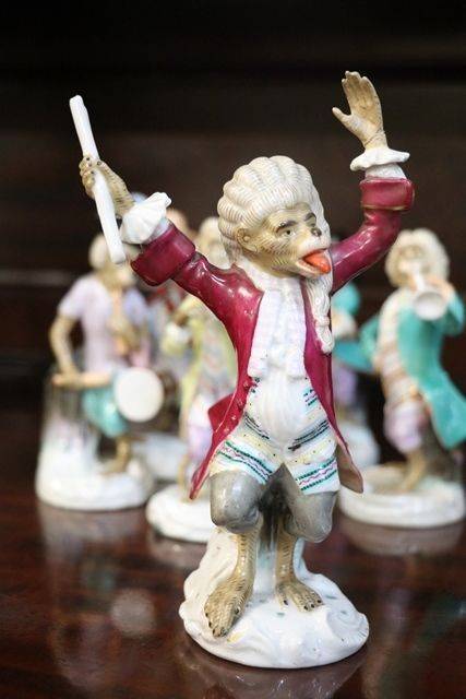 Late 19th Century Porcelain Monkey Band Figures 