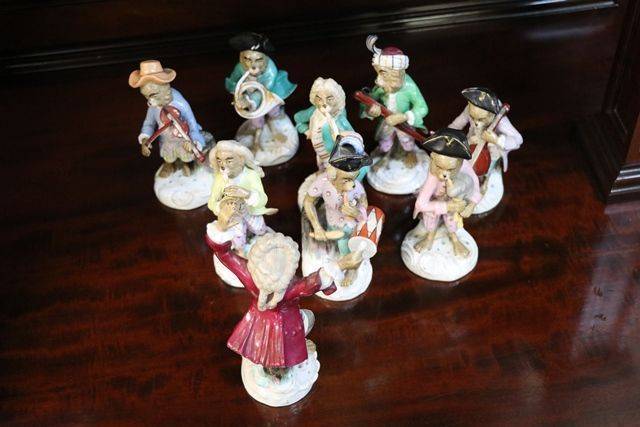 Late 19th Century Porcelain Monkey Band Figures 