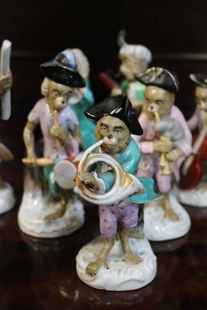 Late 19th Century Porcelain Monkey Band Figures 