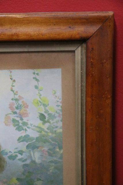 Late Victorian Birdseye maple Framed Print of A BasketFul Of Mischief 