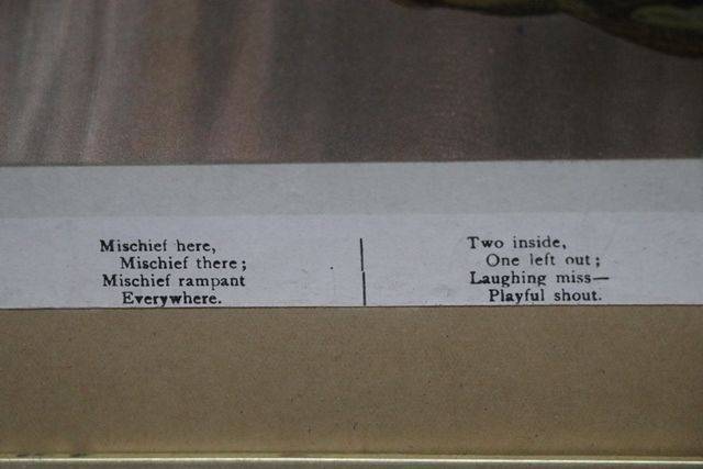 Late Victorian Birdseye maple Framed Print of A BasketFul Of Mischief 