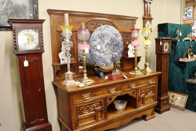 Late Victorian Pollard Oak Mirror Back Sideboard