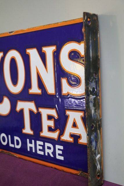 Lyonsand39 Tea Sold Here rectangular Double Sided  Enamel Sign