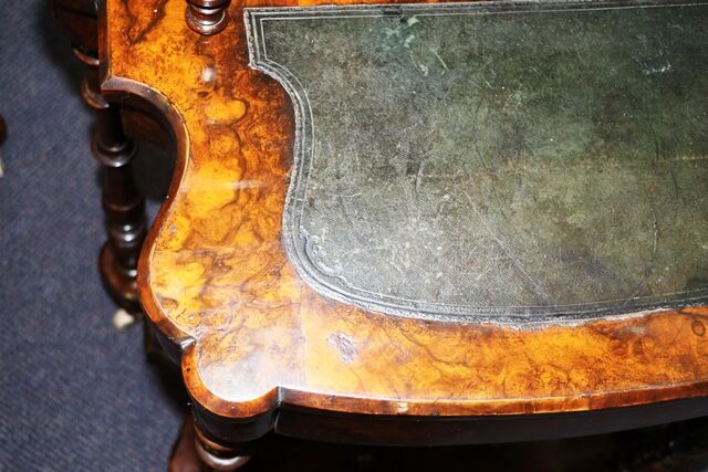 Mid Victorian Antique Burr Walnut CanterburyLadies Desk  