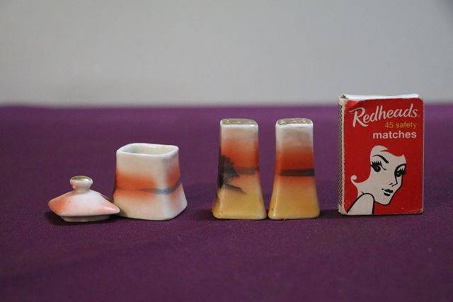 Miniature Fine China Gold Trimmed Salt And Pepper Shakers 