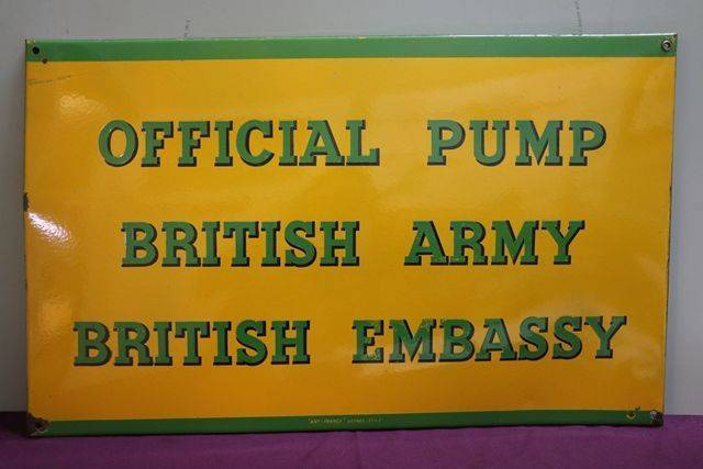 Official Pump British Army British Embassy Enamel Sign 