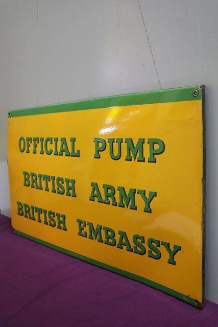 Official Pump British Army British Embassy Enamel Sign 
