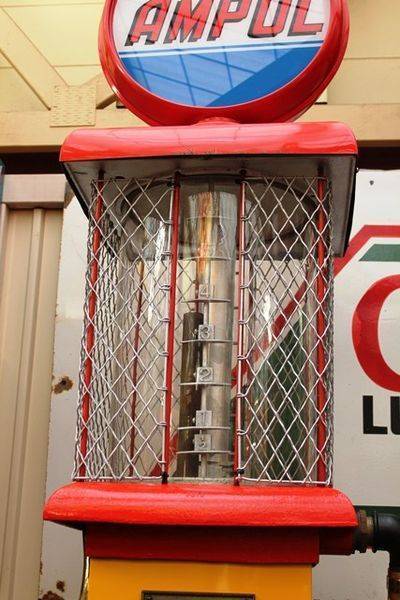 Older Restoration Woodward Manual Petrol Pump In Ampol Livery