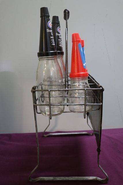 Original Enamel Sign Esso Extra Motor Oil 8 Bottle Oil Rack