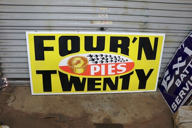 Original Four and Twenty Pies Enamel Advertising Sign 