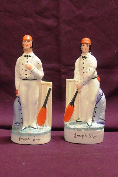 Pair Of 20th Century Staffordshire Joseph Guy Cricket Figures